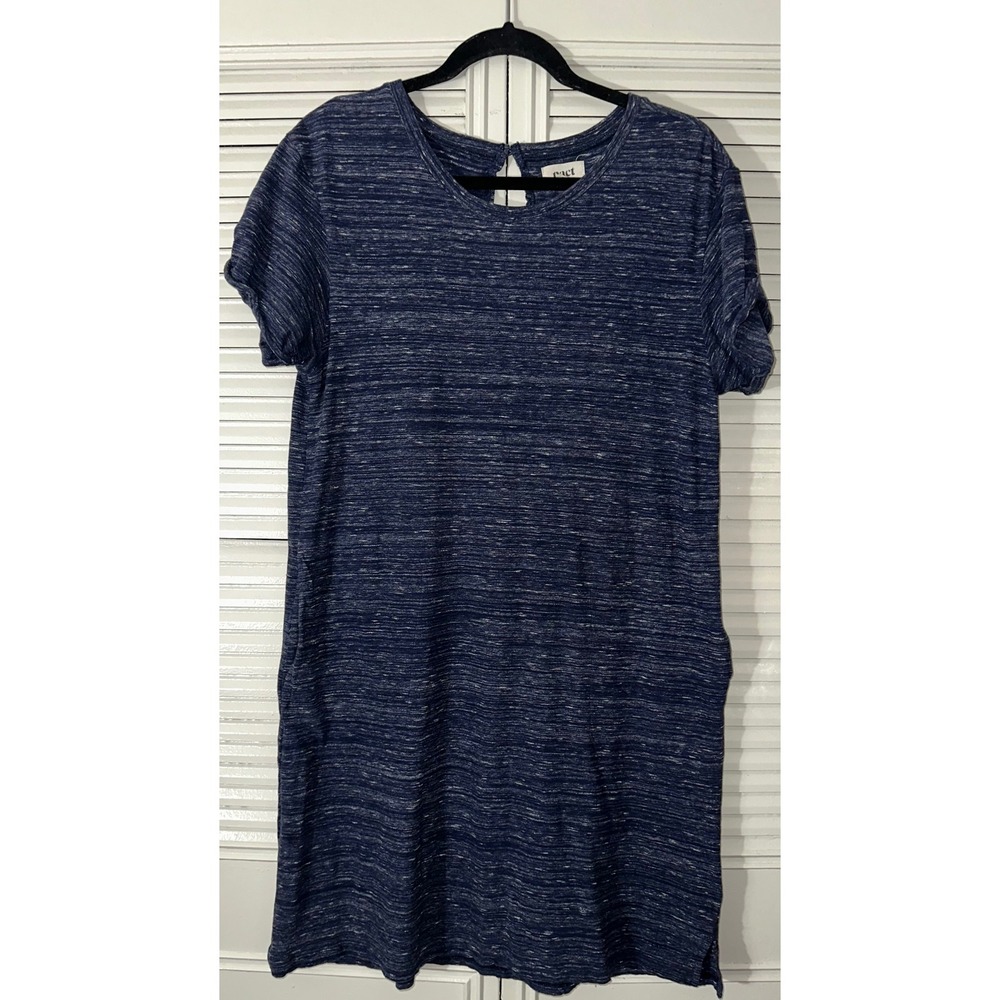Pact French Navy Melange Piper Organic Cotton Pocket Tee‎ Dress Size M - Picture 2 of 8